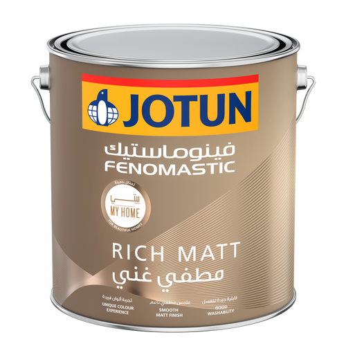 Jotun Fenomastic Rich Matt paint can on a white background