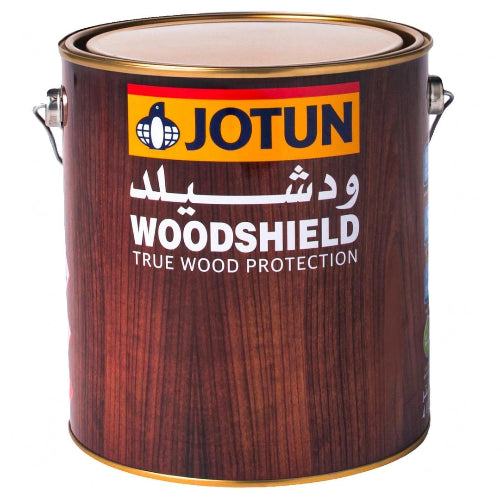 Jotun Woodshield wood protection paint can on a white background