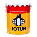 Jotun paint bucket with red top and yellow body 