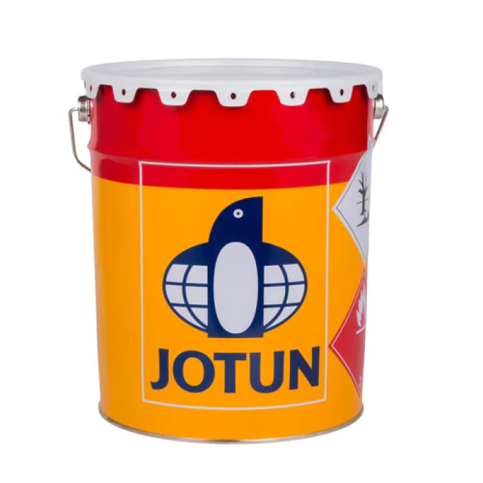 Jotun paint bucket with red and orange design 