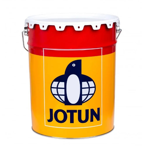 Jotun paint bucket with red top and yellow body