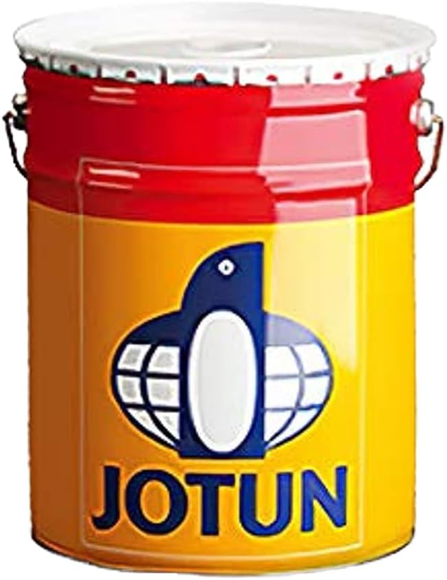 Jotun paint can with red top and yellow body featuring the Jotun logo.