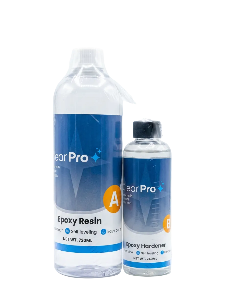 Clear Pro Epoxy Resin and Hardener bottles 