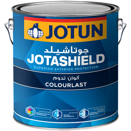 Jotun Jotashield paint can on a white background