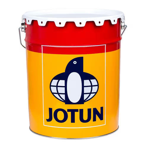Jotun paint bucket with red top and yellow body 