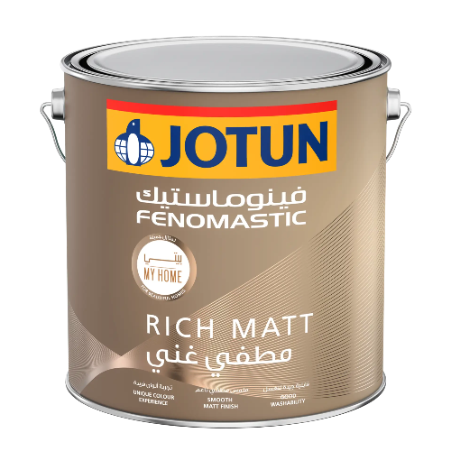 Jotun Fenomastic Rich Matt paint can on a white background