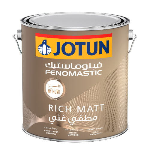 Jotun Fenomastic Rich Matt paint can on a white background