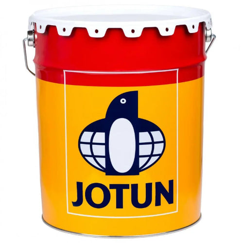 Jotun paint bucket with red top and yellow body 